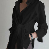 The Long Sleeve Lapel Front Tie Shirt Effortless Style and Comfort
